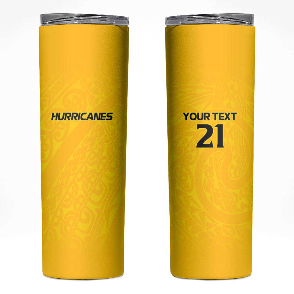 New Zealand Rugby Pacific Custom Skinny Tumbler Hau Awhiowhio Maori Tribal Tattoo LT9 Gold - Polynesian Pride