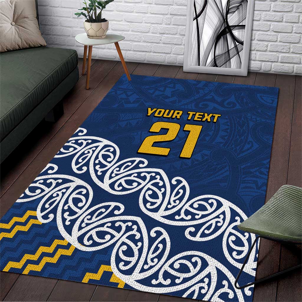 New Zealand Rugby Pacific Custom Area Rug Kahupeka Maori Kowhaiwhai Pattern LT9 Blue - Polynesian Pride