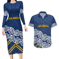New Zealand Rugby Pacific Custom Couples Matching Long Sleeve Bodycon Dress and Hawaiian Shirt Kahupeka Maori Kowhaiwhai Pattern