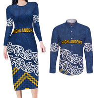 New Zealand Rugby Pacific Custom Couples Matching Long Sleeve Bodycon Dress and Long Sleeve Button Shirt Kahupeka Maori Kowhaiwhai Pattern