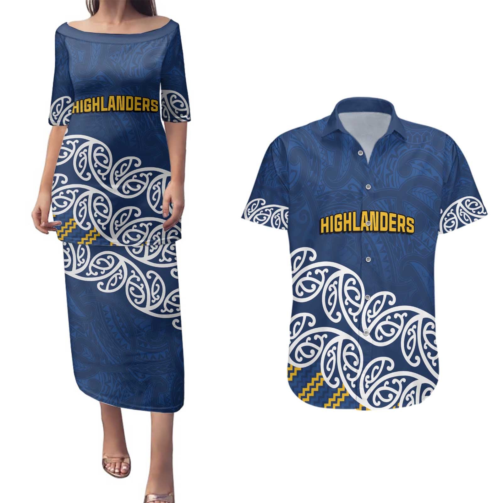New Zealand Rugby Pacific Custom Couples Matching Puletasi and Hawaiian Shirt Kahupeka Maori Kowhaiwhai Pattern