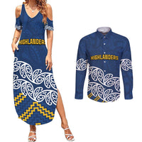 New Zealand Rugby Pacific Custom Couples Matching Summer Maxi Dress and Long Sleeve Button Shirt Kahupeka Maori Kowhaiwhai Pattern
