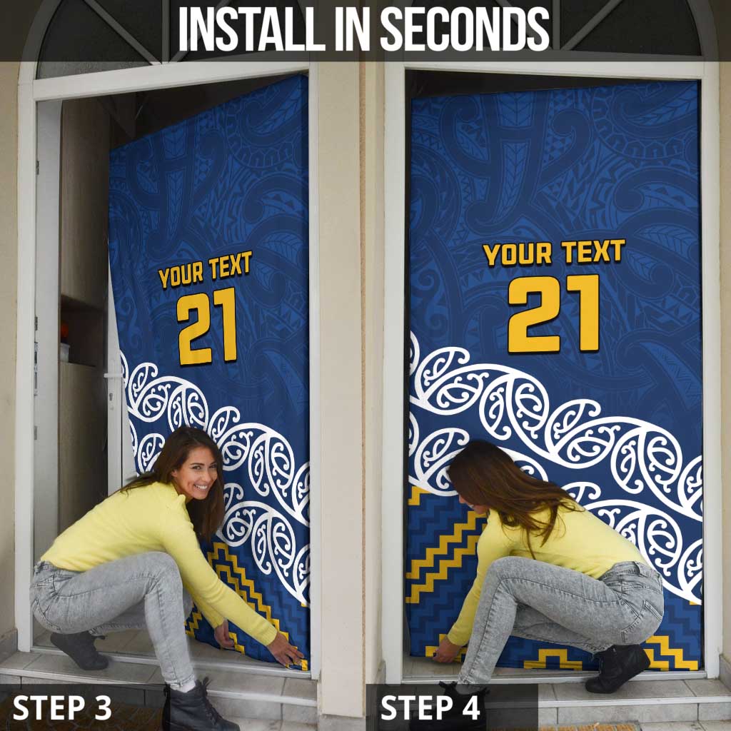 New Zealand Rugby Pacific Custom Door Cover Kahupeka Maori Kowhaiwhai Pattern - Polynesian Pride