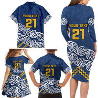 New Zealand Rugby Pacific Custom Family Matching Long Sleeve Bodycon Dress and Hawaiian Shirt Kahupeka Maori Kowhaiwhai Pattern