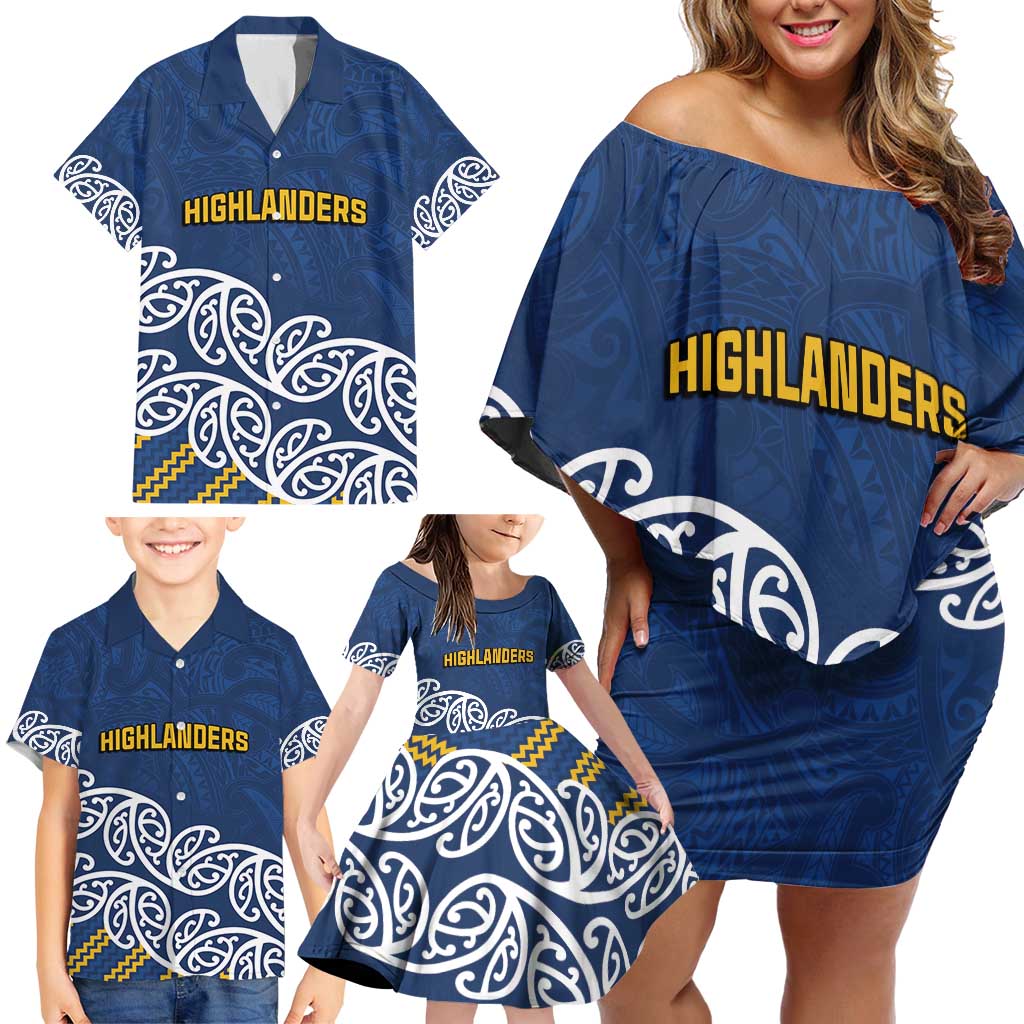 New Zealand Rugby Pacific Custom Family Matching Off Shoulder Short Dress and Hawaiian Shirt Kahupeka Maori Kowhaiwhai Pattern