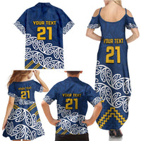 New Zealand Rugby Pacific Custom Family Matching Summer Maxi Dress and Hawaiian Shirt Kahupeka Maori Kowhaiwhai Pattern