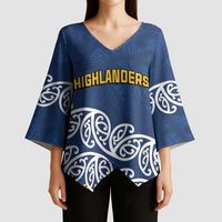 New Zealand Rugby Pacific Custom Kimono Sleeve Blouse Kahupeka Maori Kowhaiwhai Pattern - Polynesian Pride