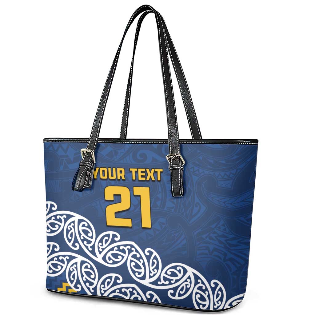 New Zealand Rugby Pacific Custom Leather Tote Bag Kahupeka Maori Kowhaiwhai Pattern