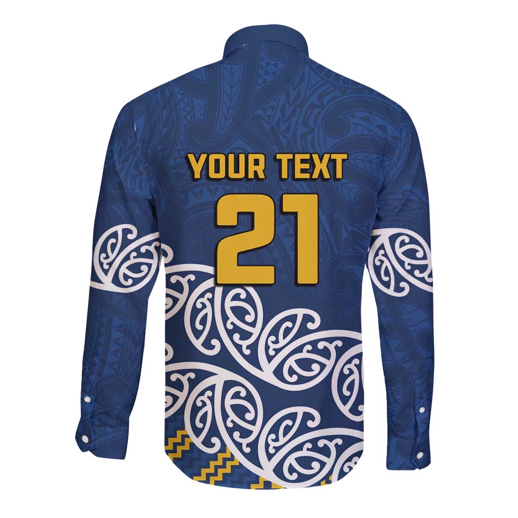 New Zealand Rugby Pacific Custom Long Sleeve Button Shirt Kahupeka Maori Kowhaiwhai Pattern