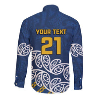 New Zealand Rugby Pacific Custom Long Sleeve Button Shirt Kahupeka Maori Kowhaiwhai Pattern