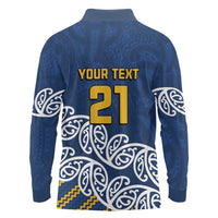 New Zealand Rugby Pacific Custom Long Sleeve Polo Shirt Kahupeka Maori Kowhaiwhai Pattern