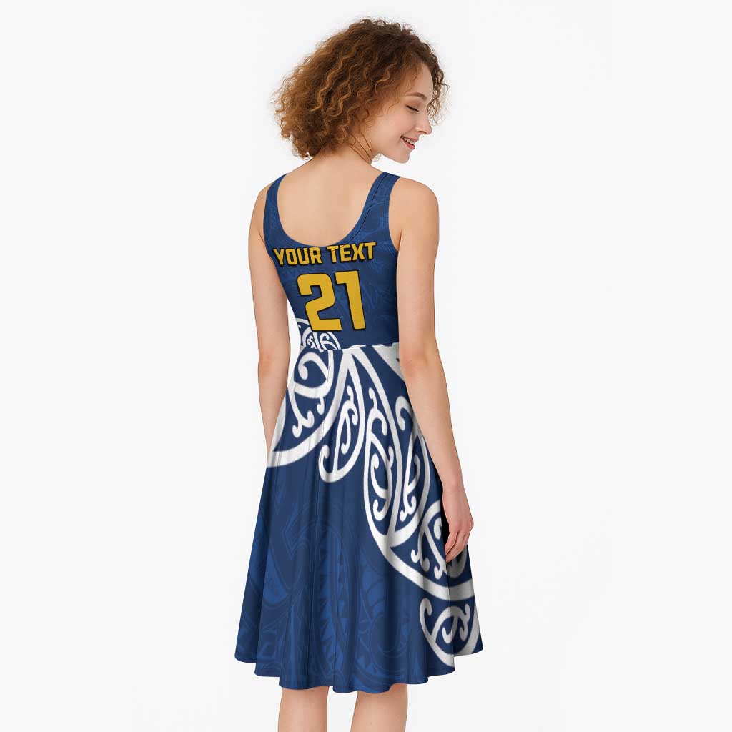 New Zealand Rugby Pacific Custom Midi Dress Kahupeka Maori Kowhaiwhai Pattern - Polynesian Pride