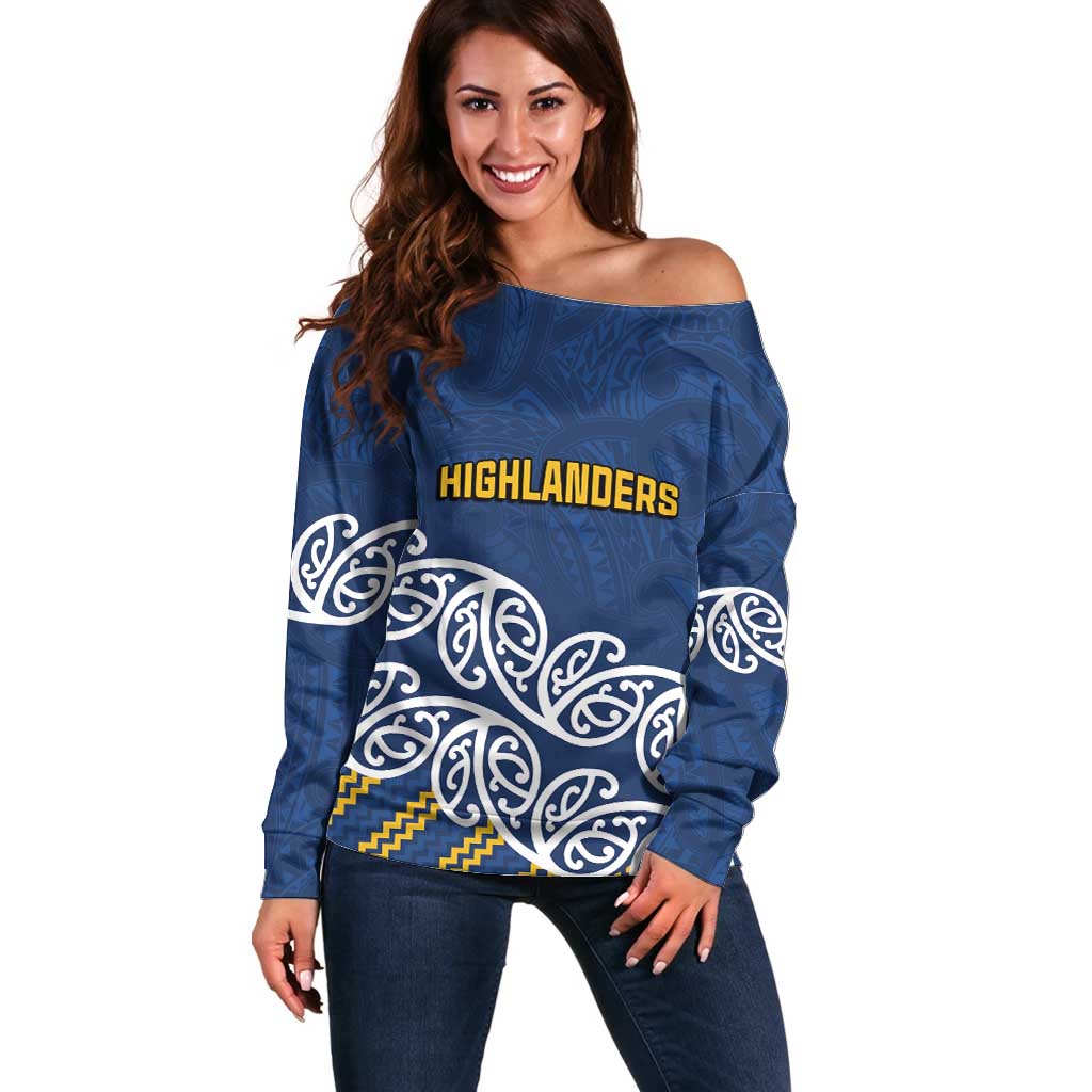 New Zealand Rugby Pacific Custom Off Shoulder Sweater Kahupeka Maori Kowhaiwhai Pattern