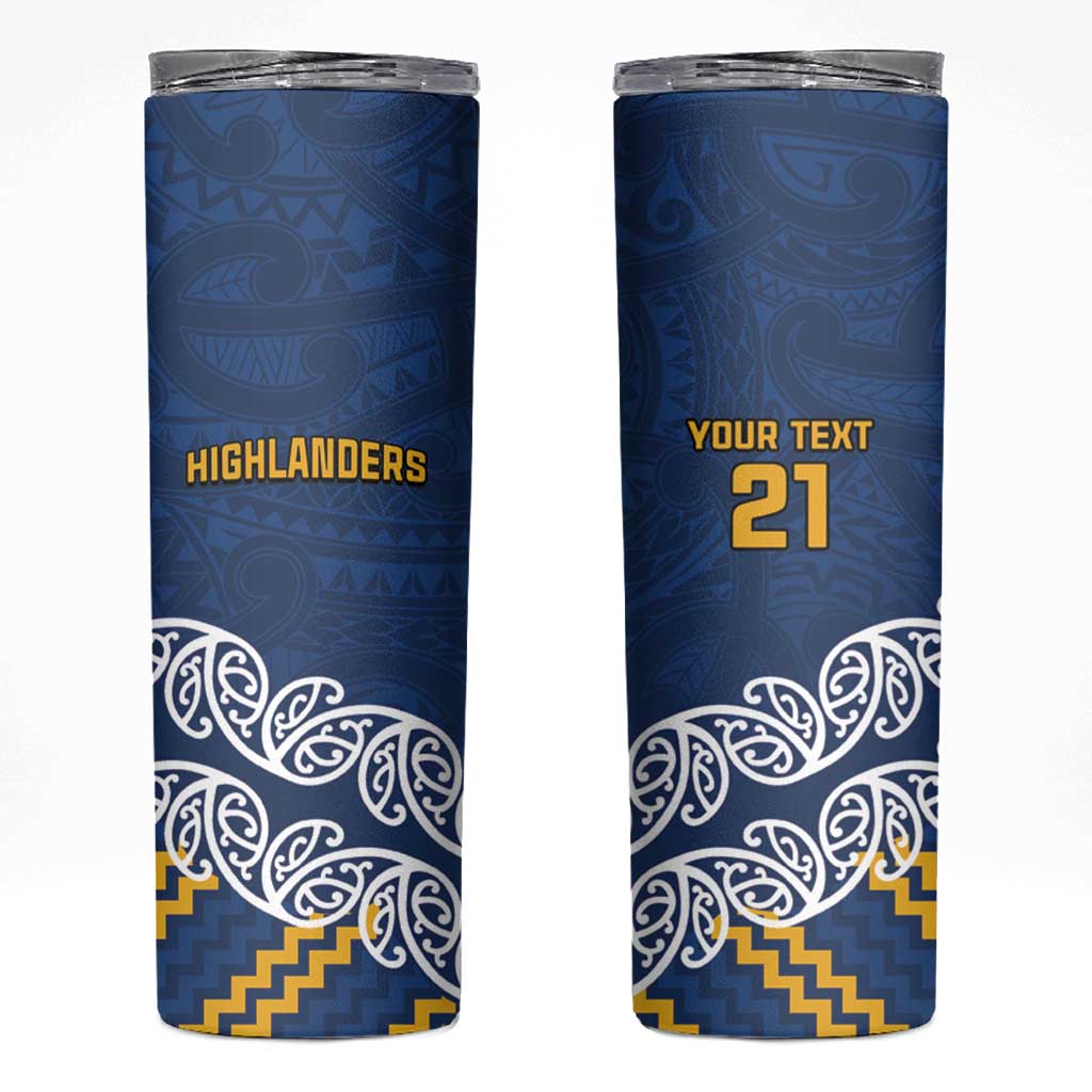New Zealand Rugby Pacific Custom Skinny Tumbler Kahupeka Maori Kowhaiwhai Pattern LT9 Blue - Polynesian Pride