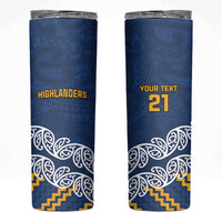 New Zealand Rugby Pacific Custom Skinny Tumbler Kahupeka Maori Kowhaiwhai Pattern LT9 Blue - Polynesian Pride