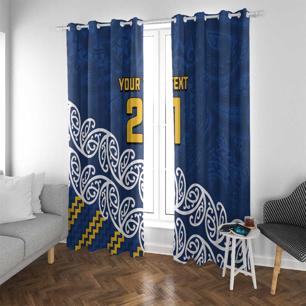 New Zealand Rugby Pacific Custom Window Curtain Kahupeka Maori Kowhaiwhai Pattern LT9 With Grommets Blue - Polynesian Pride