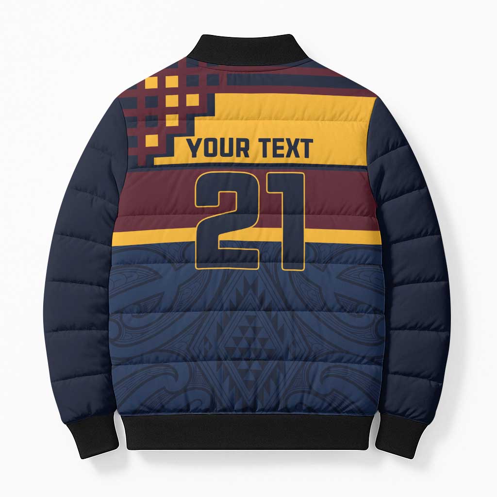 New Zealand Rugby Pacific Custom Bomber Puffer Jacket Kahupeka Retro 2025 Taniko Motif - Polynesian Pride