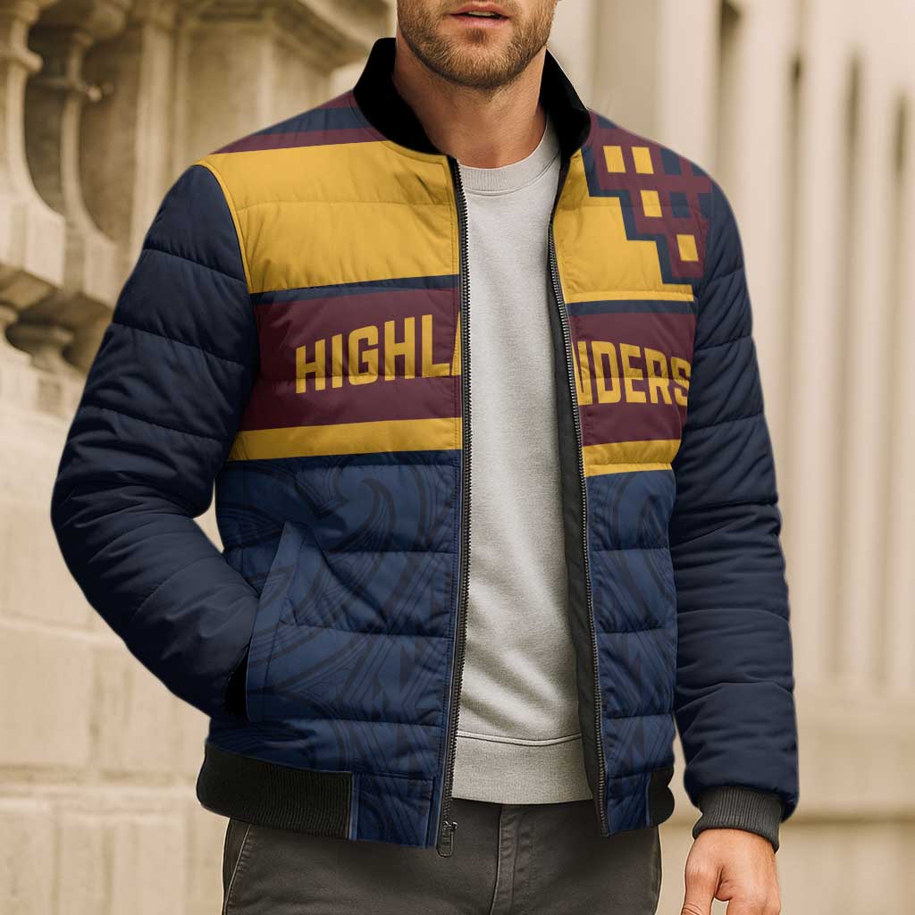 New Zealand Rugby Pacific Custom Bomber Puffer Jacket Kahupeka Retro 2025 Taniko Motif - Polynesian Pride