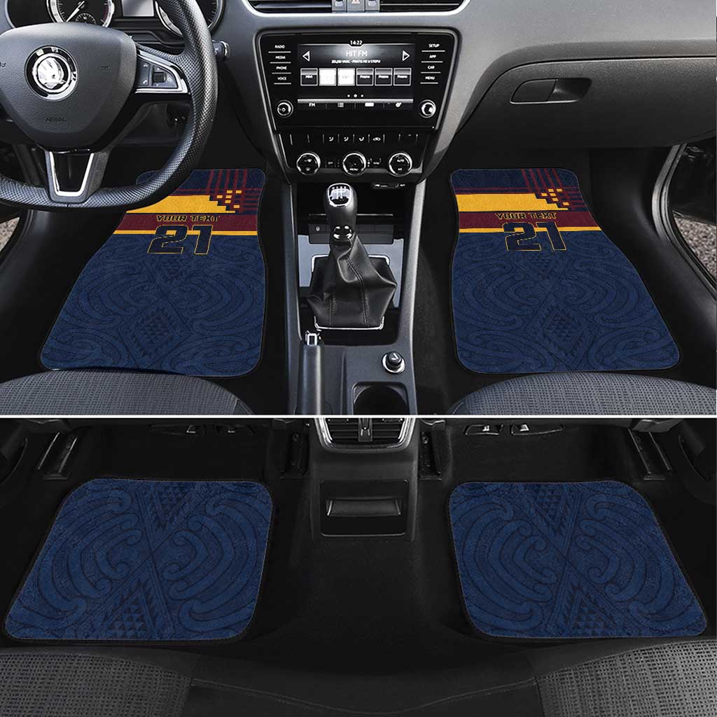 New Zealand Rugby Pacific Custom Car Mats Kahupeka Retro 2025 Taniko Motif LT9 Set 4pcs Blue - Polynesian Pride
