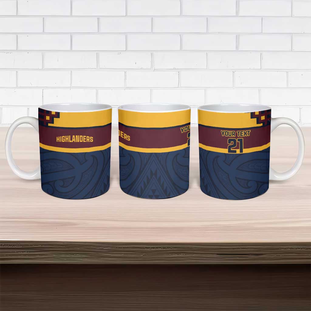 New Zealand Rugby Pacific Custom Ceramic Mug Kahupeka Retro 2025 Taniko Motif - Polynesian Pride