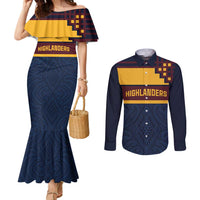 New Zealand Rugby Pacific Custom Couples Matching Mermaid Dress and Long Sleeve Button Shirt Kahupeka Retro 2025 Taniko Motif