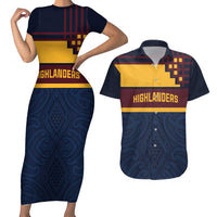 New Zealand Rugby Pacific Custom Couples Matching Short Sleeve Bodycon Dress and Hawaiian Shirt Kahupeka Retro 2025 Taniko Motif LT9 Blue - Polynesian Pride