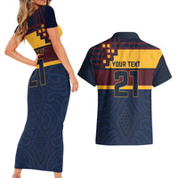 New Zealand Rugby Pacific Custom Couples Matching Short Sleeve Bodycon Dress and Hawaiian Shirt Kahupeka Retro 2025 Taniko Motif LT9 - Polynesian Pride
