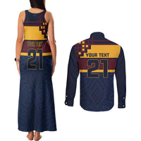 New Zealand Rugby Pacific Custom Couples Matching Tank Maxi Dress and Long Sleeve Button Shirt Kahupeka Retro 2025 Taniko Motif