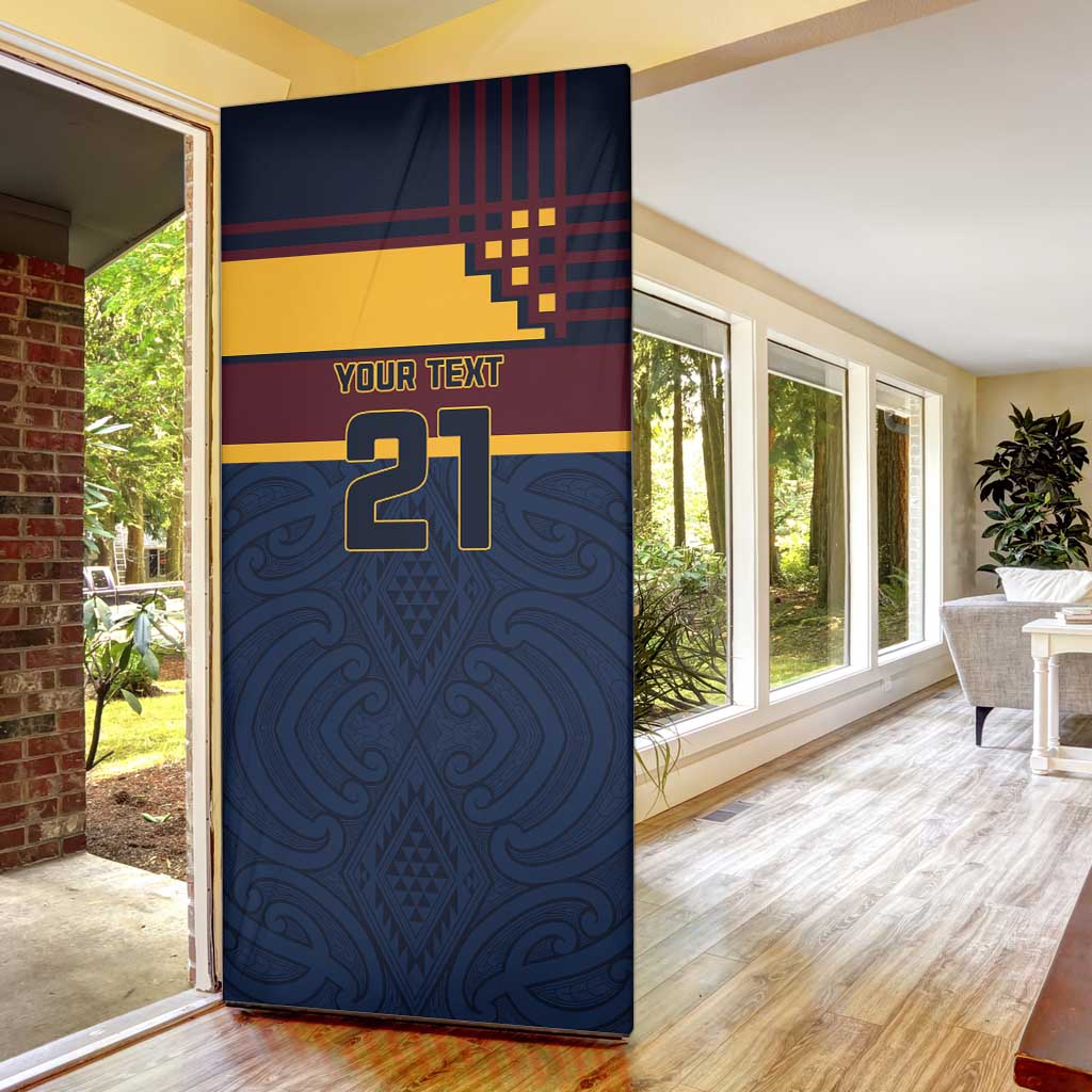 New Zealand Rugby Pacific Custom Door Cover Kahupeka Retro 2025 Taniko Motif - Polynesian Pride