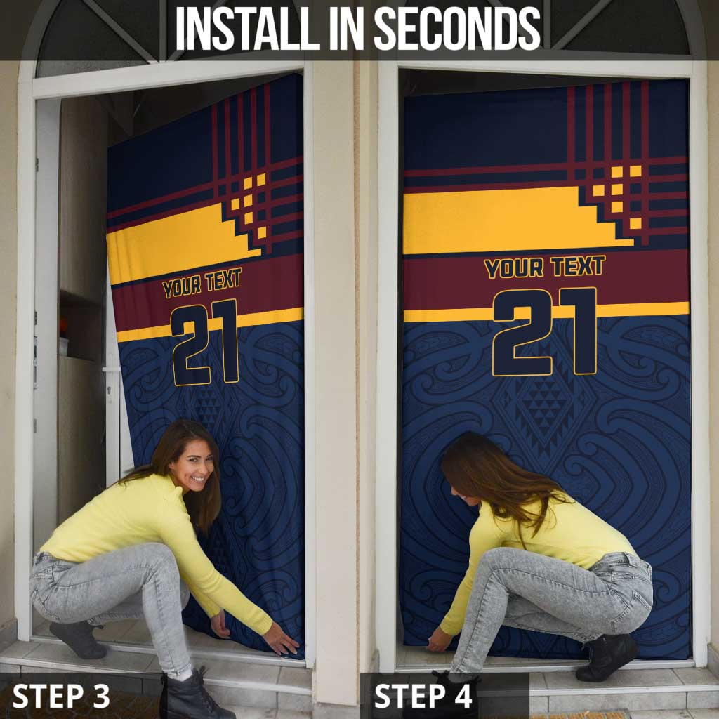 New Zealand Rugby Pacific Custom Door Cover Kahupeka Retro 2025 Taniko Motif - Polynesian Pride