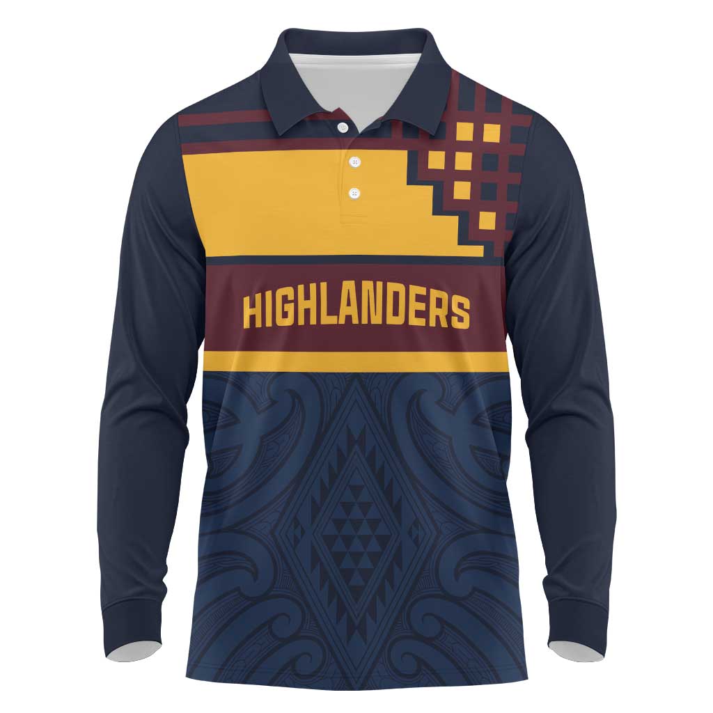 New Zealand Rugby Pacific Custom Long Sleeve Polo Shirt Kahupeka Retro 2025 Taniko Motif