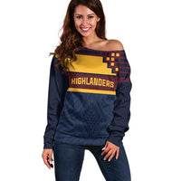 New Zealand Rugby Pacific Custom Off Shoulder Sweater Kahupeka Retro 2025 Taniko Motif