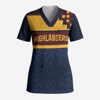 New Zealand Rugby Pacific Custom Scrub Top Kahupeka Retro 2025 Taniko Motif - Polynesian Pride