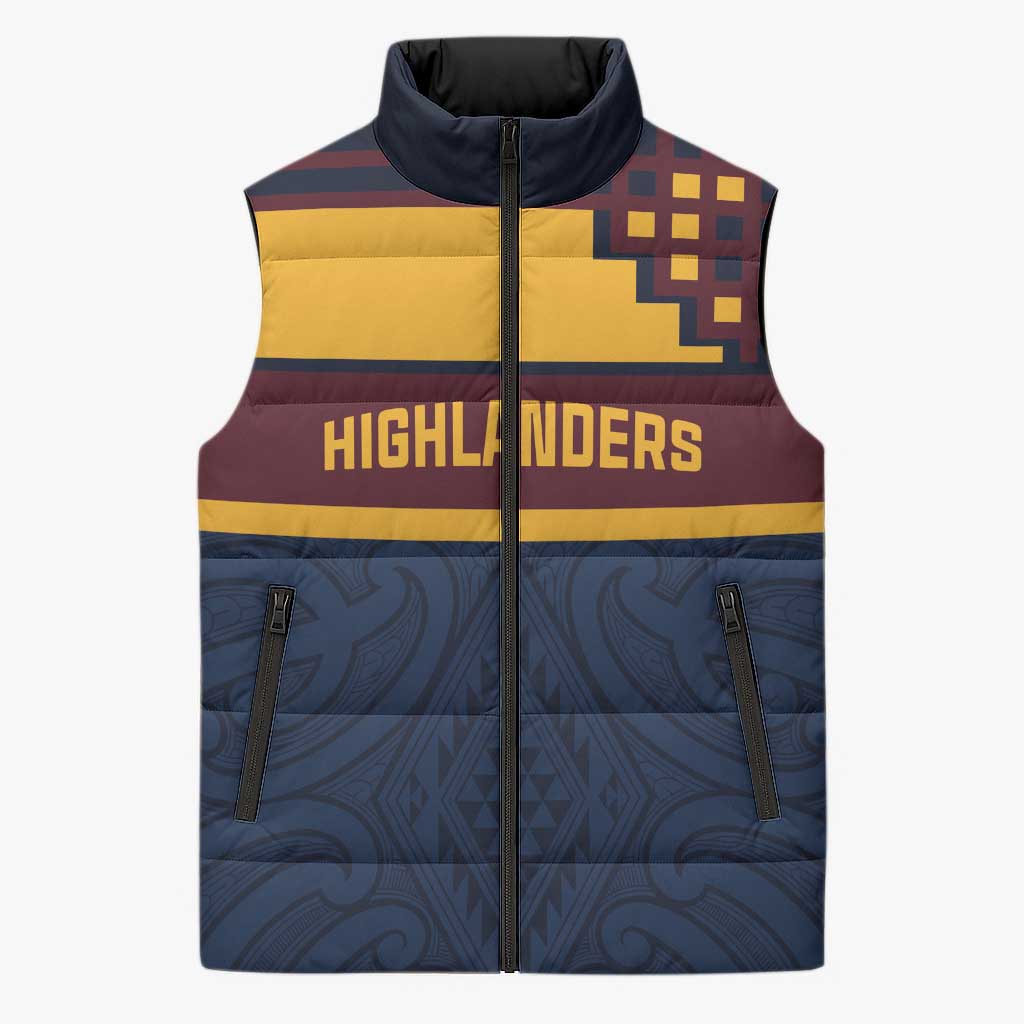 New Zealand Rugby Pacific Custom Sleeveless Puffer Jacket Kahupeka Retro 2025 Taniko Motif - Polynesian Pride