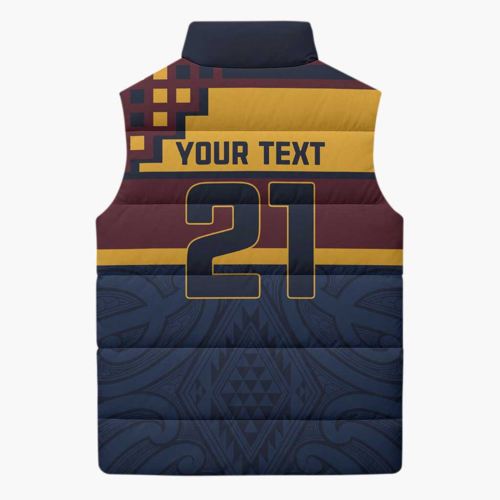 New Zealand Rugby Pacific Custom Sleeveless Puffer Jacket Kahupeka Retro 2025 Taniko Motif - Polynesian Pride