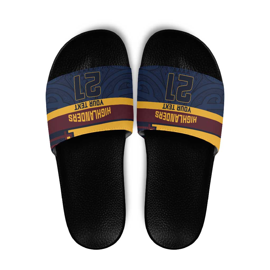New Zealand Rugby Pacific Custom Slide Sandals Kahupeka Retro 2025 Taniko Motif LT9 Blue - Polynesian Pride
