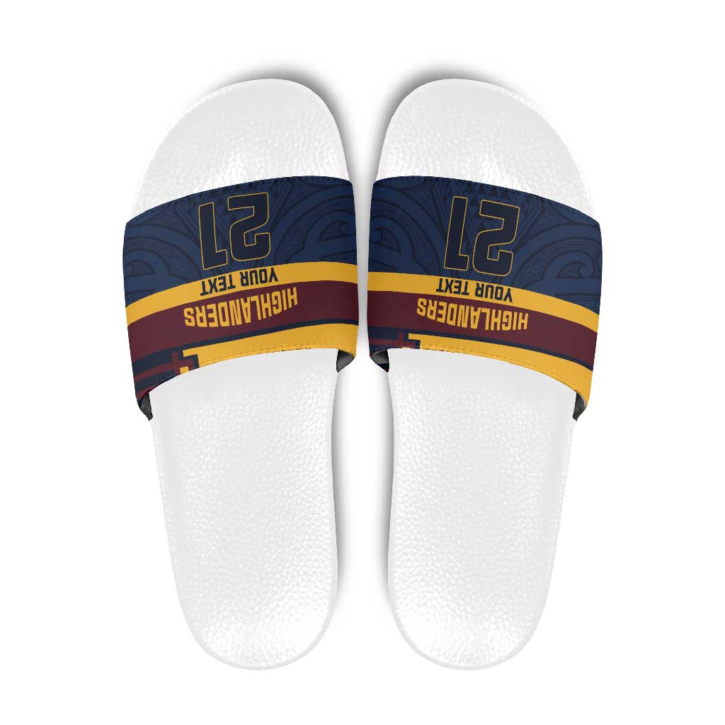 New Zealand Rugby Pacific Custom Slide Sandals Kahupeka Retro 2025 Taniko Motif LT9 Blue - Polynesian Pride