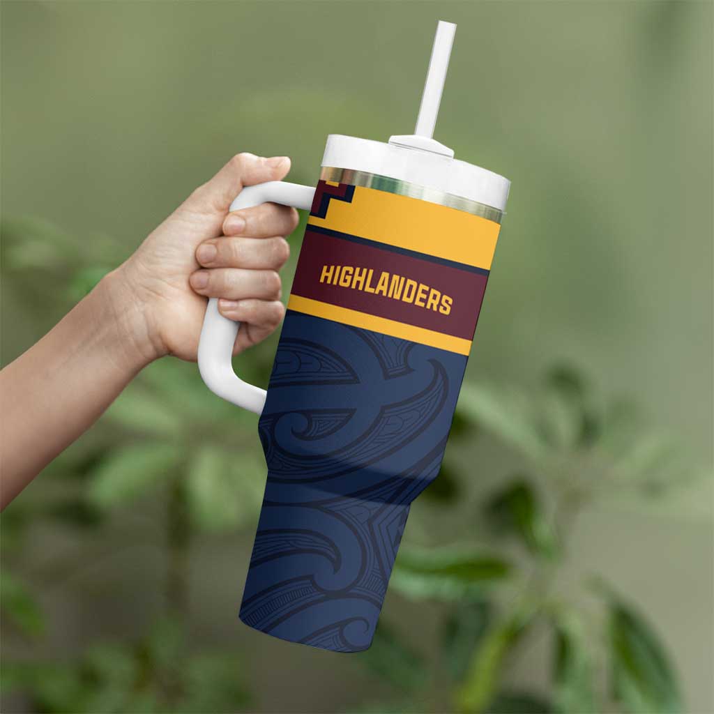New Zealand Rugby Pacific Custom Tumbler With Handle Kahupeka Retro 2025 Taniko Motif LT9 - Polynesian Pride