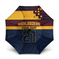 New Zealand Rugby Pacific Custom Umbrella Kahupeka Retro 2025 Taniko Motif - Polynesian Pride