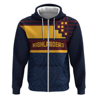 New Zealand Rugby Pacific Custom Zip Hoodie Kahupeka Retro 2025 Taniko Motif LT9 Zip Hoodie Blue - Polynesian Pride