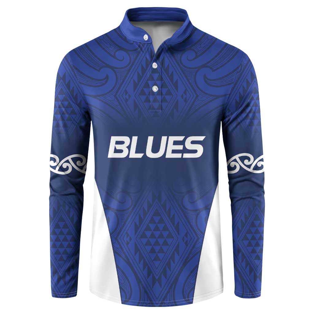 New Zealand Rugby Pacific Custom Button Sweatshirt Kahurangi Auckland All Blue