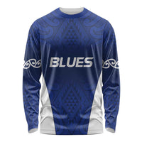 New Zealand Rugby Pacific Custom Long Sleeve Shirt Kahurangi Auckland All Blue LT9 Unisex Blue - Polynesian Pride