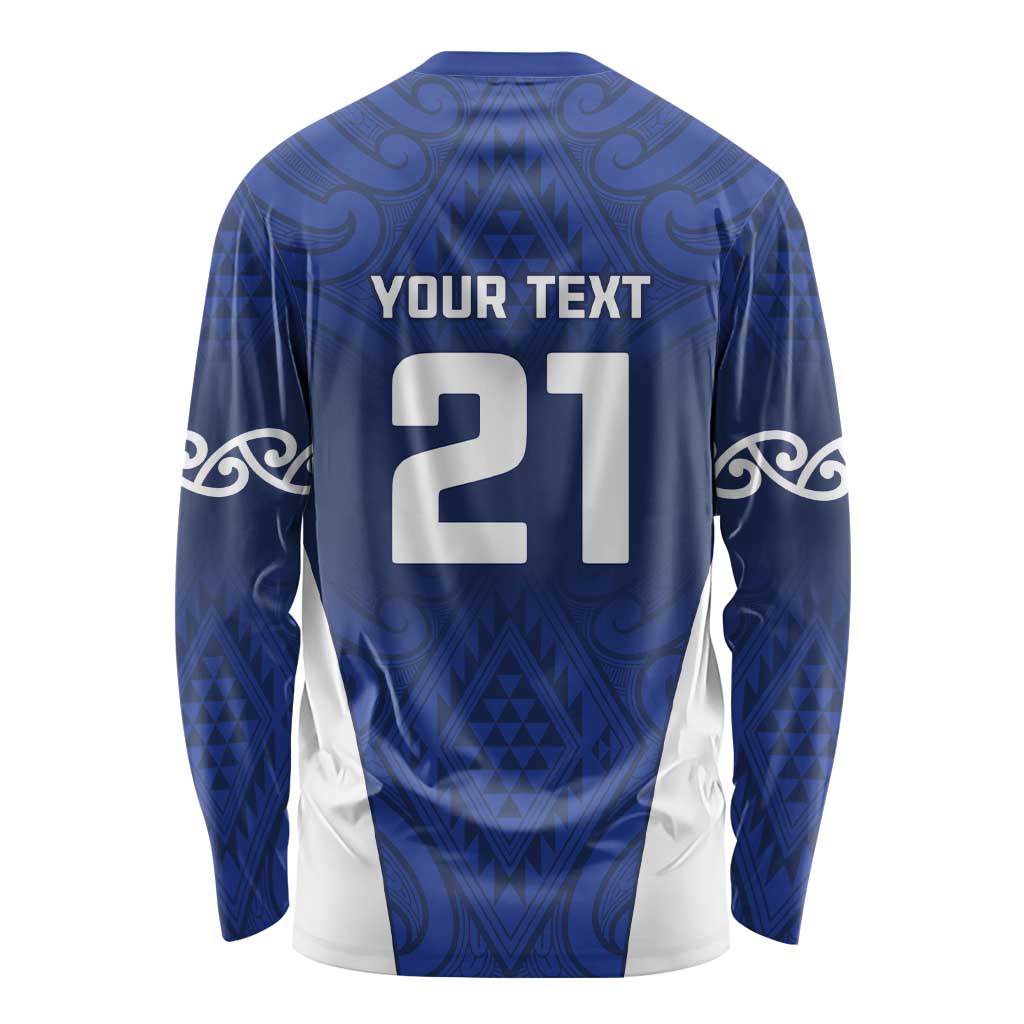 New Zealand Rugby Pacific Custom Long Sleeve Shirt Kahurangi Auckland All Blue LT9 - Polynesian Pride