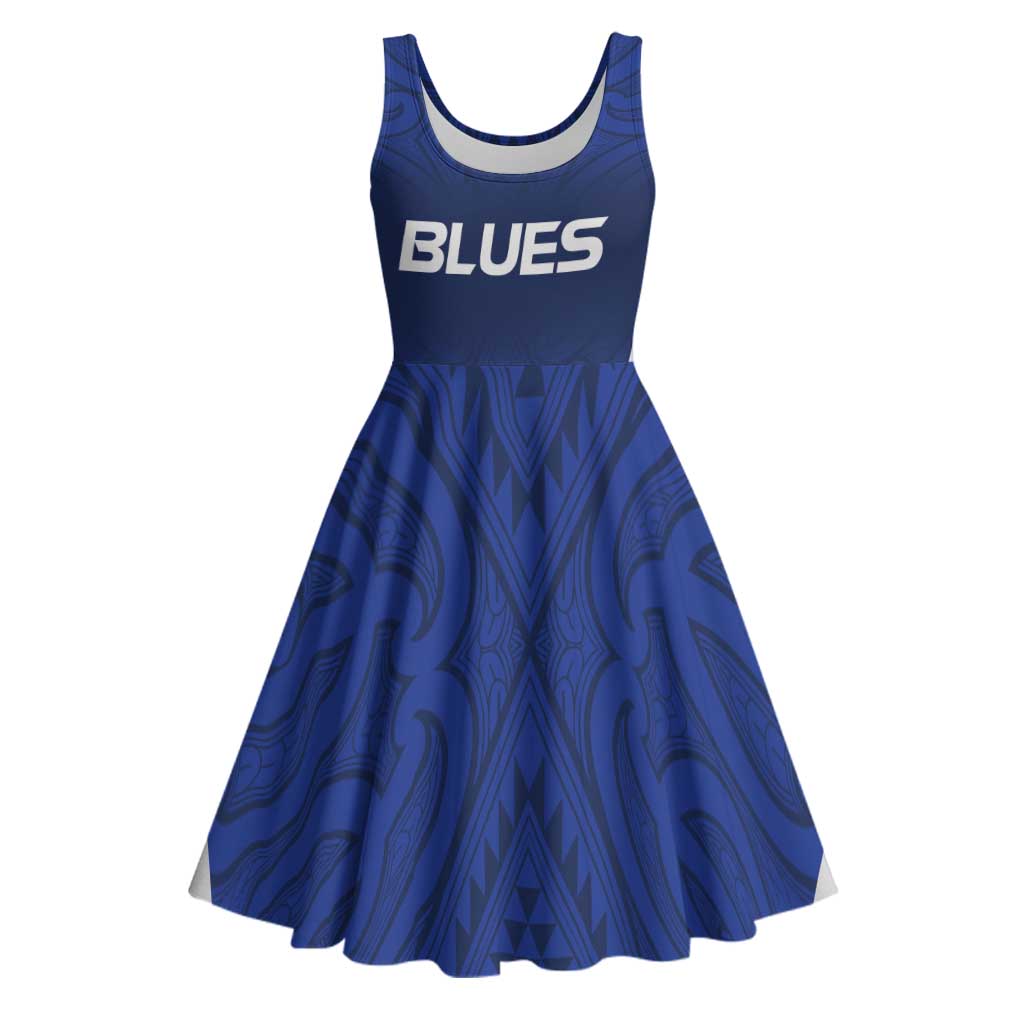 New Zealand Rugby Pacific Custom Midi Dress Kahurangi Auckland All Blue LT9 Blue - Polynesian Pride