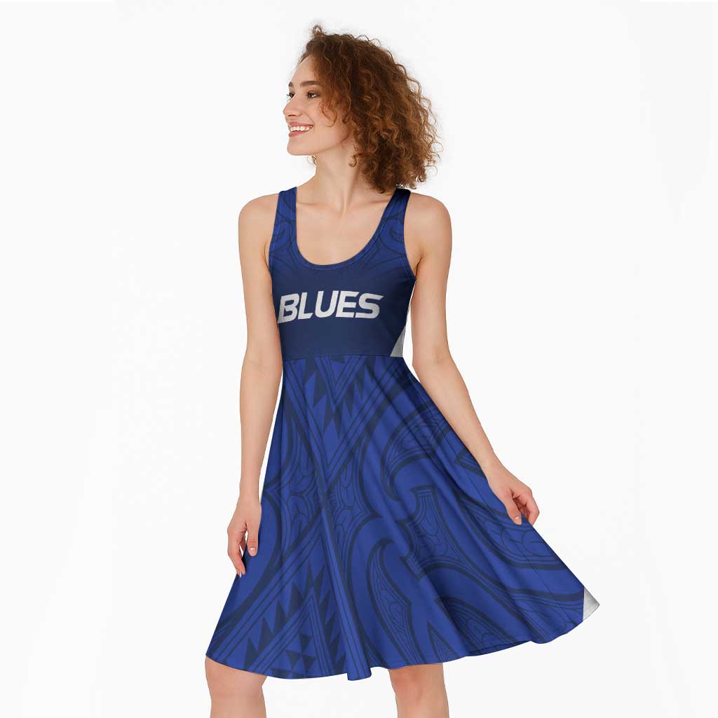New Zealand Rugby Pacific Custom Midi Dress Kahurangi Auckland All Blue LT9 - Polynesian Pride