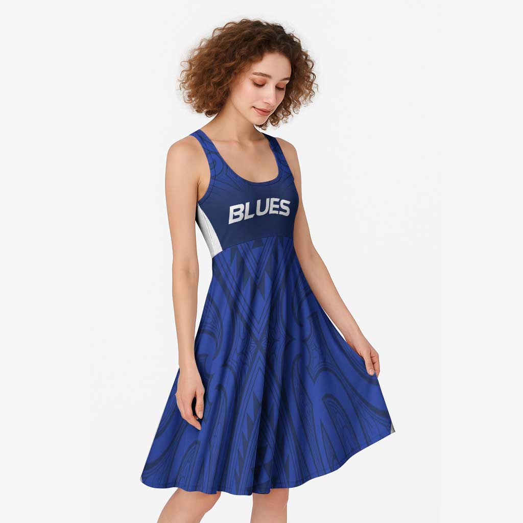 New Zealand Rugby Pacific Custom Midi Dress Kahurangi Auckland All Blue LT9 - Polynesian Pride