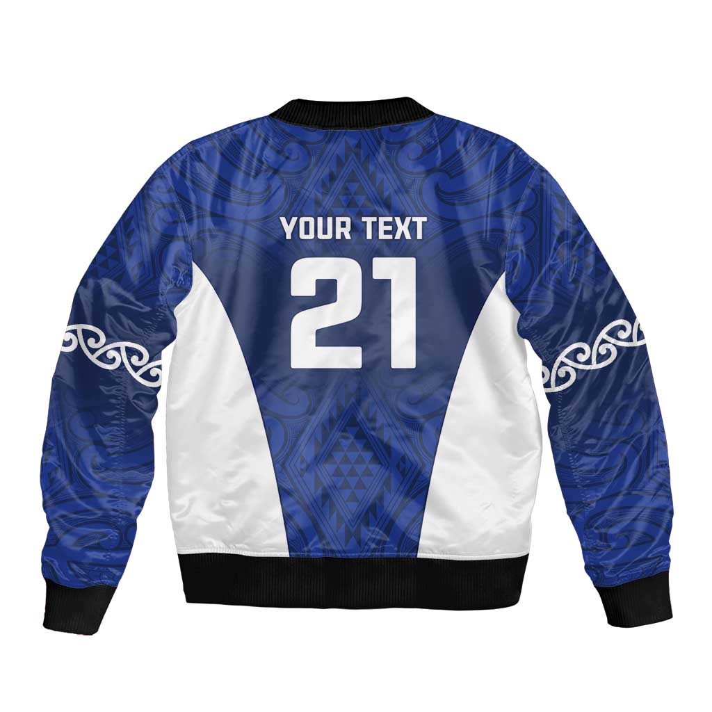 New Zealand Rugby Pacific Custom Sleeve Zip Bomber Jacket Kahurangi Auckland All Blue