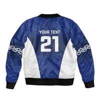 New Zealand Rugby Pacific Custom Sleeve Zip Bomber Jacket Kahurangi Auckland All Blue