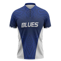 New Zealand Rugby Pacific Custom Zipper Polo Shirt Kahurangi Auckland All Blue LT9 Blue - Polynesian Pride