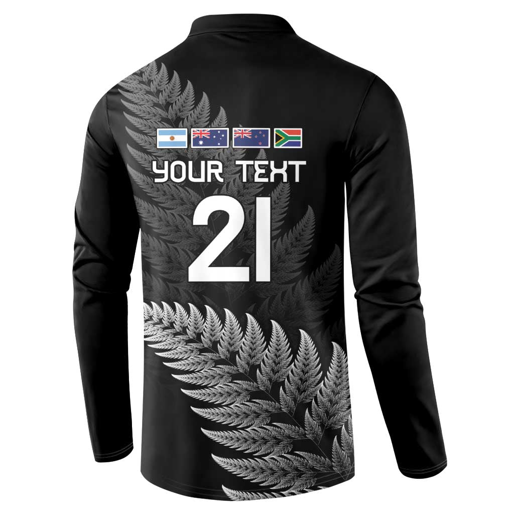 New Zealand Rugby Custom Button Sweatshirt Glory Be To Black Silver-fern - Polynesian Pride